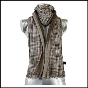 SAND Made in Italy Wool Viscose Plaid Striped Reversible Scarf‎ Wrap Academia OS